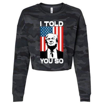 Trump I Told You So America Flag Patriot 2024 Re Election Cropped Pullover Crew