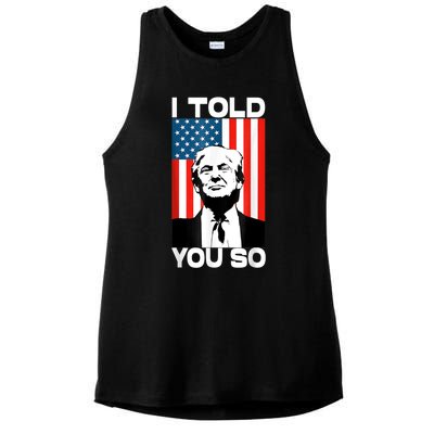 Trump I Told You So America Flag Patriot 2024 Re Election Ladies PosiCharge Tri-Blend Wicking Tank