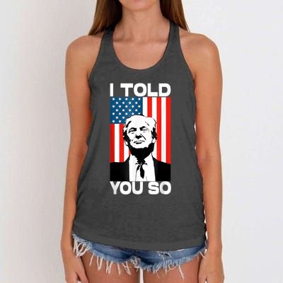 Trump I Told You So America Flag Patriot 2024 Re Election Women's Knotted Racerback Tank