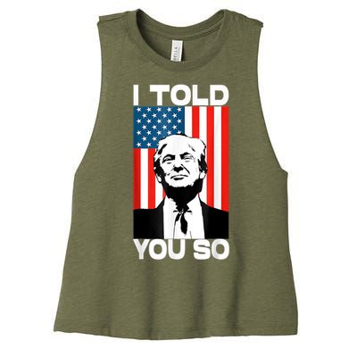 Trump I Told You So America Flag Patriot 2024 Re Election Women's Racerback Cropped Tank