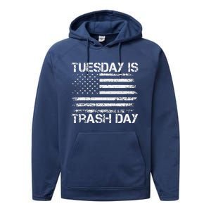 Tuesday Is Trash Day Funny Political Quote Trash Election Performance Fleece Hoodie