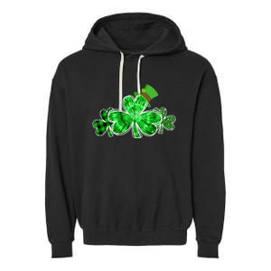 Three Irish Tie Dye Leopard Plaid Shamrocks St Patricks Day Garment-Dyed Fleece Hoodie