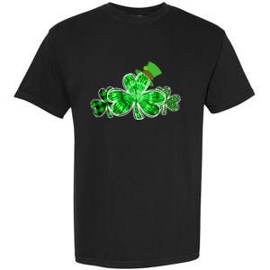 Three Irish Tie Dye Leopard Plaid Shamrocks St Patricks Day Garment-Dyed Heavyweight T-Shirt