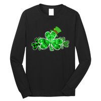 Three Irish Tie Dye Leopard Plaid Shamrocks St Patricks Day Long Sleeve Shirt