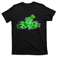 Three Irish Tie Dye Leopard Plaid Shamrocks St Patricks Day T-Shirt