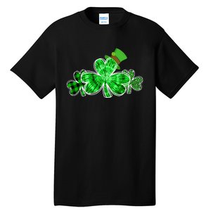 Three Irish Tie Dye Leopard Plaid Shamrocks St Patricks Day Tall T-Shirt