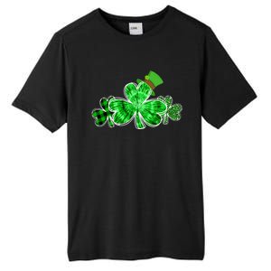 Three Irish Tie Dye Leopard Plaid Shamrocks St Patricks Day Tall Fusion ChromaSoft Performance T-Shirt