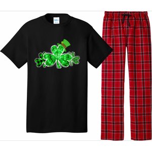 Three Irish Tie Dye Leopard Plaid Shamrocks St Patricks Day Pajama Set