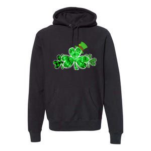 Three Irish Tie Dye Leopard Plaid Shamrocks St Patricks Day Premium Hoodie