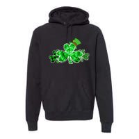 Three Irish Tie Dye Leopard Plaid Shamrocks St Patricks Day Premium Hoodie