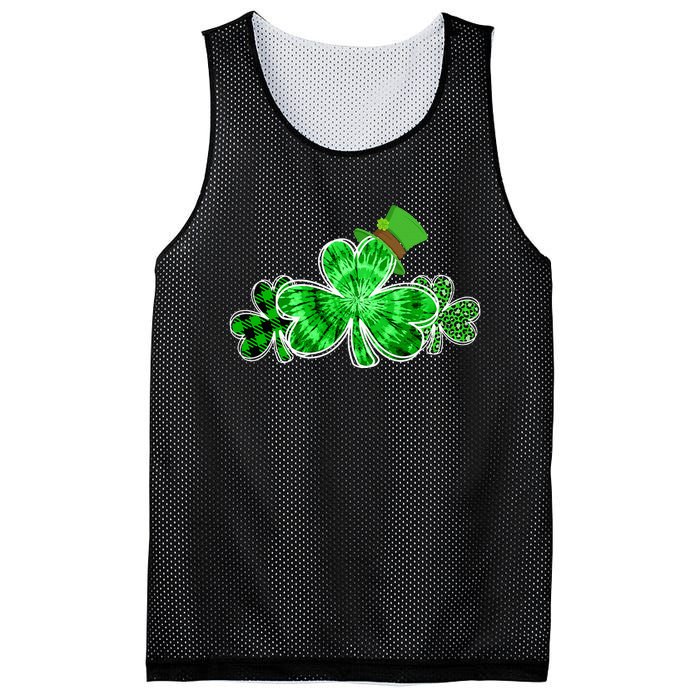 Three Irish Tie Dye Leopard Plaid Shamrocks St Patricks Day Mesh Reversible Basketball Jersey Tank