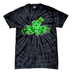 Three Irish Tie Dye Leopard Plaid Shamrocks St Patricks Day Tie-Dye T-Shirt