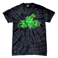 Three Irish Tie Dye Leopard Plaid Shamrocks St Patricks Day Tie-Dye T-Shirt