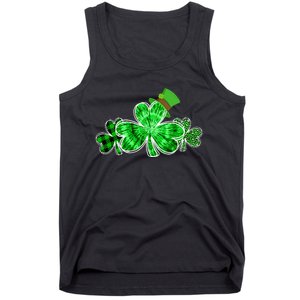 Three Irish Tie Dye Leopard Plaid Shamrocks St Patricks Day Tank Top