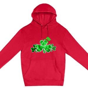 Three Irish Tie Dye Leopard Plaid Shamrocks St Patricks Day Premium Pullover Hoodie