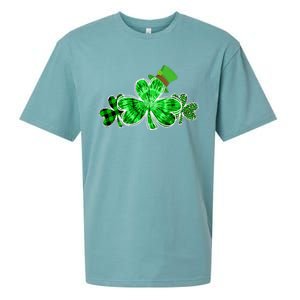 Three Irish Tie Dye Leopard Plaid Shamrocks St Patricks Day Sueded Cloud Jersey T-Shirt