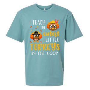 Thanksgiving I Teach The Cutest Turkeys In The Coop Sueded Cloud Jersey T-Shirt