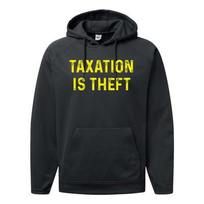 Taxation Is Theft Libertarian Voluntaryist Ancap Liberty Performance Fleece Hoodie