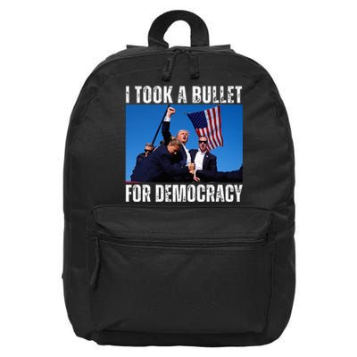 Trump I Took A Bullet For Democracy 2024 16 in Basic Backpack