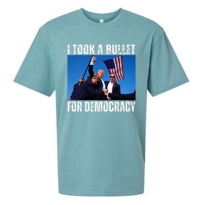 Trump I Took A Bullet For Democracy 2024 Sueded Cloud Jersey T-Shirt