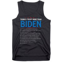 Things I Trust More Than Biden Sarcastic And Funny Joe Biden Tank Top