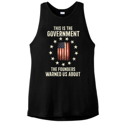 This Is The Government The Founders Warned Us About America Flag Design Ladies PosiCharge Tri-Blend Wicking Tank