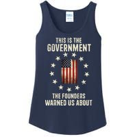 This Is The Government The Founders Warned Us About America Flag Design Ladies Essential Tank