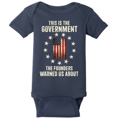 This Is The Government The Founders Warned Us About America Flag Design Baby Bodysuit