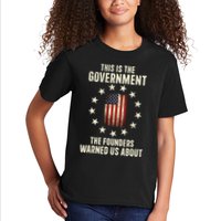 This Is The Government The Founders Warned Us About America Flag Design Kids T-Shirt