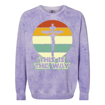 This Is The Way Jesus On The Cross Crucifix Vintage Sunrise Colorblast Crewneck Sweatshirt