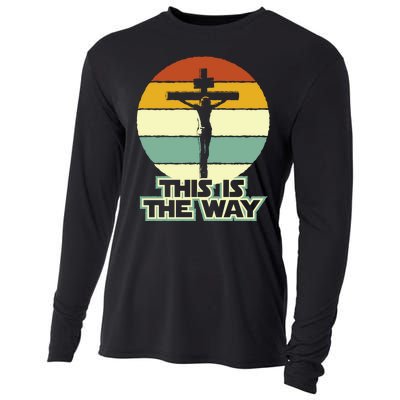 This Is The Way Jesus On The Cross Crucifix Vintage Sunrise Cooling Performance Long Sleeve Crew