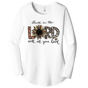 Trust In The Lord Love Christian Sunflower Leopard Jesus Women's Perfect Tri Tunic Long Sleeve Shirt