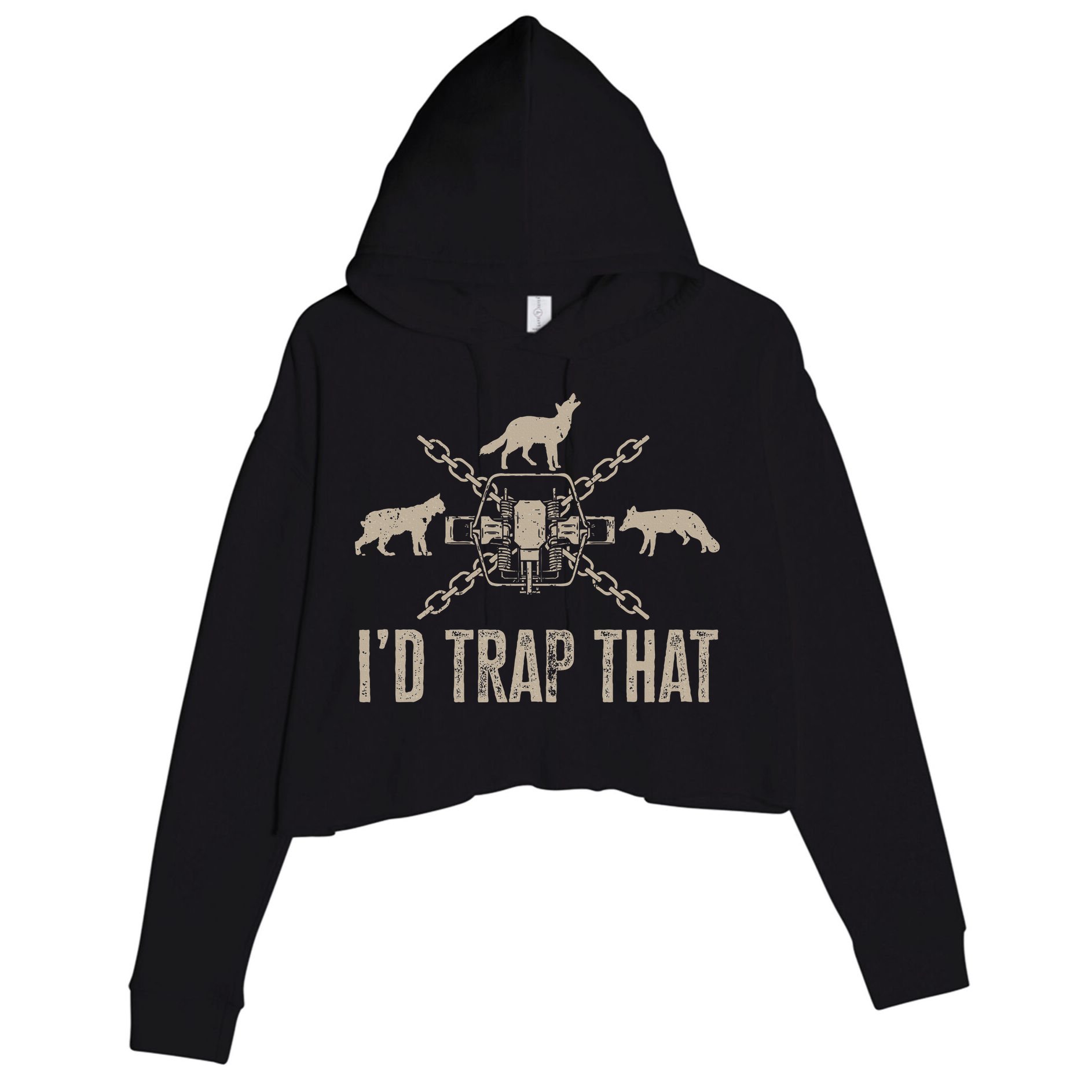 Trapping ID Trap That Trap Hunting Trapper Crop Fleece Hoodie
