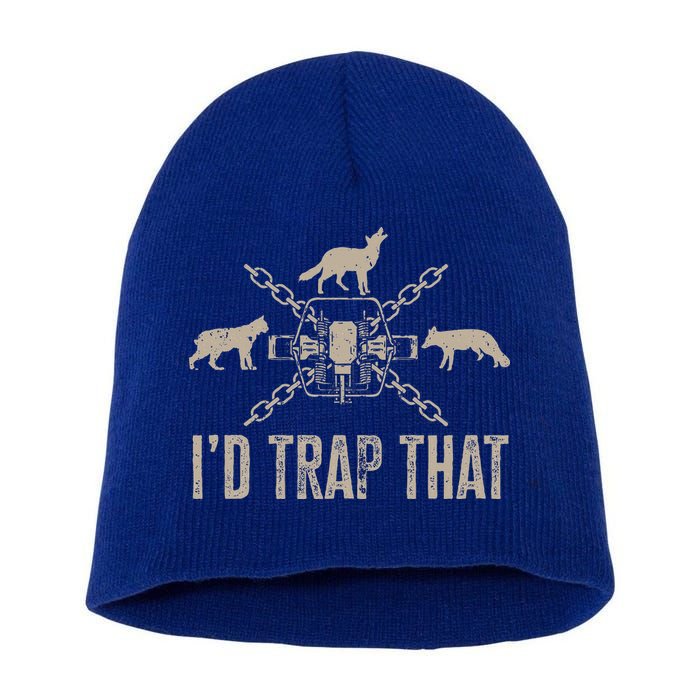 Trapping ID Trap That Trap Hunting Trapper Short Acrylic Beanie