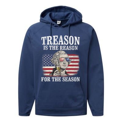 Treason Is The Reason For The Season 4th Of July Funny Retro Performance Fleece Hoodie