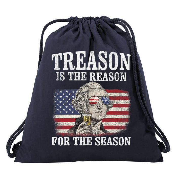 Treason Is The Reason For The Season 4th Of July Funny Retro Drawstring Bag