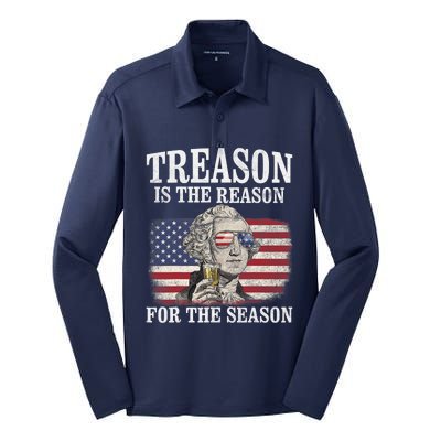 Treason Is The Reason For The Season 4th Of July Funny Retro Silk Touch Performance Long Sleeve Polo