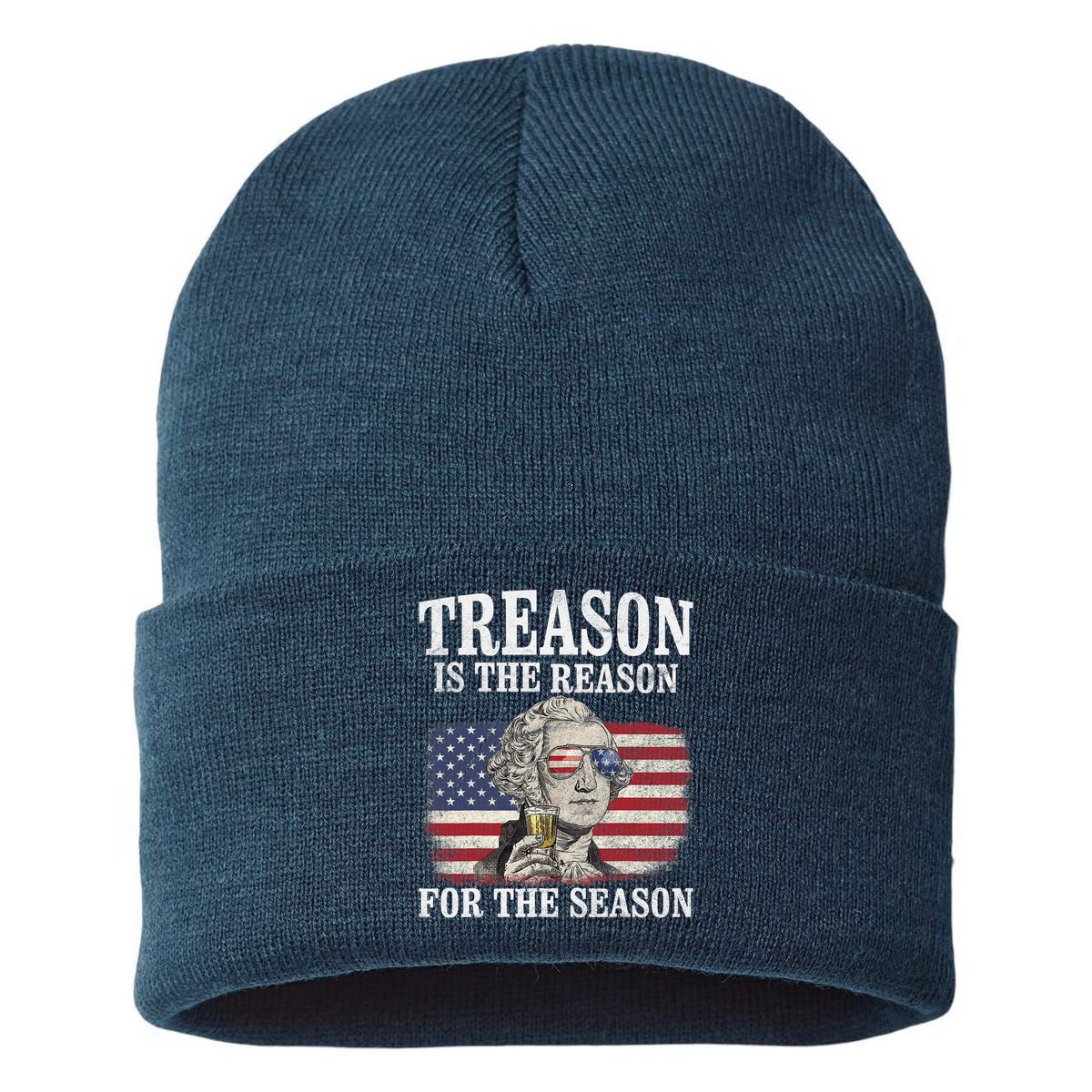 Treason Is The Reason For The Season 4th Of July Funny Retro Sustainable Knit Beanie