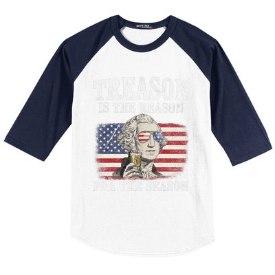 Treason Is The Reason For The Season 4th Of July Funny Retro Baseball Sleeve Shirt