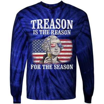 Treason Is The Reason For The Season 4th Of July Funny Retro Tie-Dye Long Sleeve Shirt