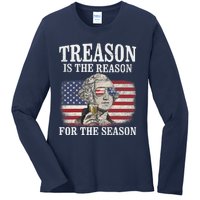 Treason Is The Reason For The Season 4th Of July Funny Retro Ladies Long Sleeve Shirt