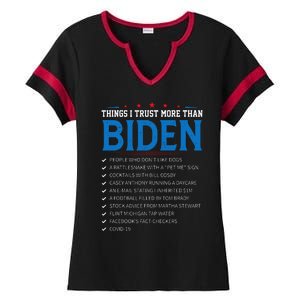 Things I Trust More Than Biden Sarcastic and Funny Joe Biden Ladies Halftime Notch Neck Tee