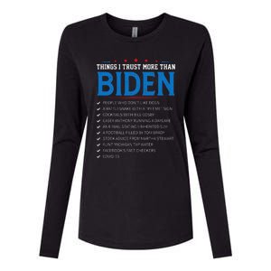 Things I Trust More Than Biden Sarcastic and Funny Joe Biden Womens Cotton Relaxed Long Sleeve T-Shirt