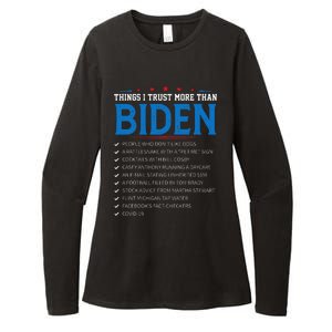 Things I Trust More Than Biden Sarcastic and Funny Joe Biden Womens CVC Long Sleeve Shirt