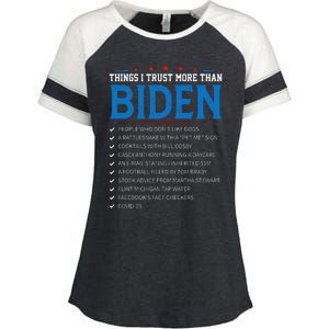 Things I Trust More Than Biden Sarcastic and Funny Joe Biden Enza Ladies Jersey Colorblock Tee