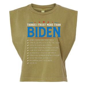 Things I Trust More Than Biden Sarcastic and Funny Joe Biden Garment-Dyed Women's Muscle Tee