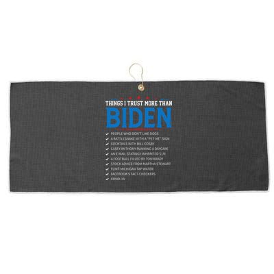 Things I Trust More Than Biden Sarcastic and Funny Joe Biden Large Microfiber Waffle Golf Towel