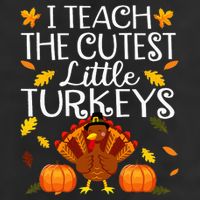 Teachers I Teach The Cutest Little Turkeys Thanksgiving Day 7 Panel Mesh Trucker Snapback Hat