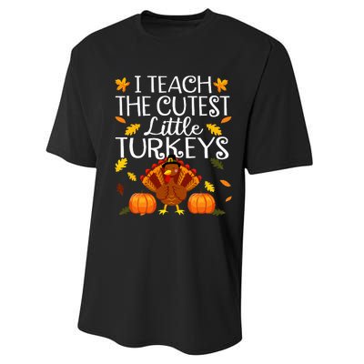 Teachers I Teach The Cutest Little Turkeys Thanksgiving Day Performance Sprint T-Shirt