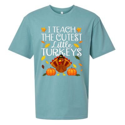 Teachers I Teach The Cutest Little Turkeys Thanksgiving Day Sueded Cloud Jersey T-Shirt